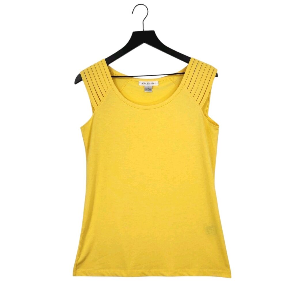 August Silk Sleeveless Strappy Shoulder Tank Top Small Yellow‎ Pullover